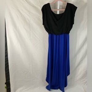 Chic Black and Blue High Low Dress